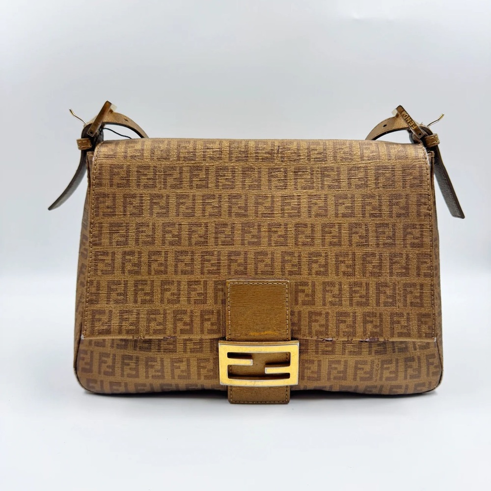 Fendi Gold Zucchino Canvas Mamma Forever Shoulder Bag TWS - Picture 3 of 12